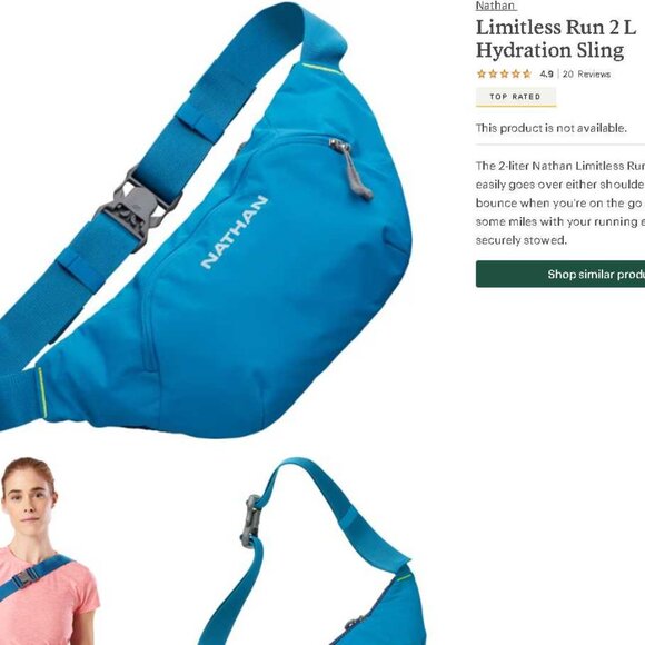 New Nathan Limitless Run 2L hydration sling fanny bag in Deep Blue - Picture 14 of 14